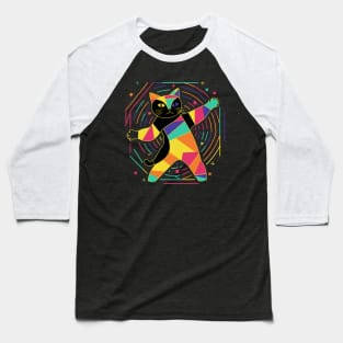 Abstract Dancing Cat || Cubist Kitten Baseball T-Shirt